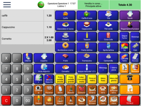 Software di cassa RistorAndro schermata di vendita